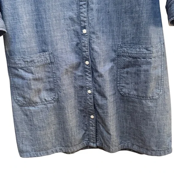 Old Navy Womens Chambray Denim Shirt Dress Small Button Front Pockets Coquette - Picture 4 of 7